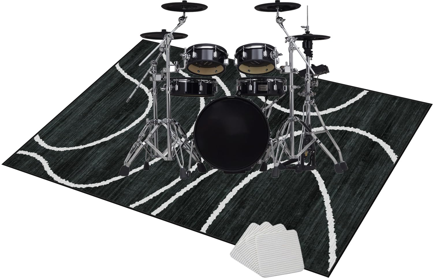 Qivstxug Drum Carpet, Drum Rug Drum Mat Soundproof Mat, E-drum Rug Non Slip Drum Blanket, Drum Accessories for Electric Drums Jazz Drum Set, Soundproof Rug for Piano Guitar Record Room 130 x 100 cm