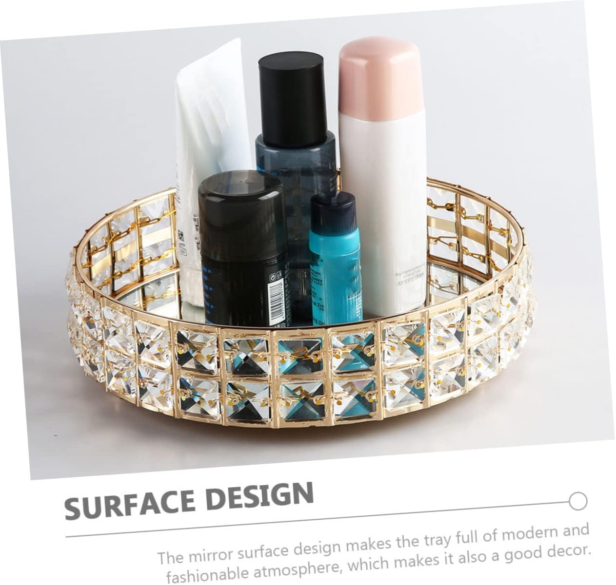 Mirror Jewelry Tray Elegant Round Jewelry Organizer for Home Decor Accent for Earrings Necklaces and More for Weddings and Special Occasions