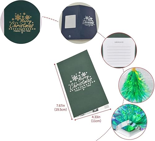 Miniatura 6 de Tarjeta desplegable 3D única de árbol de Navidad  Sobre creativo de Navidad con purpurina 2024, tarjeta tridimensional, tarjeta de felicitación de