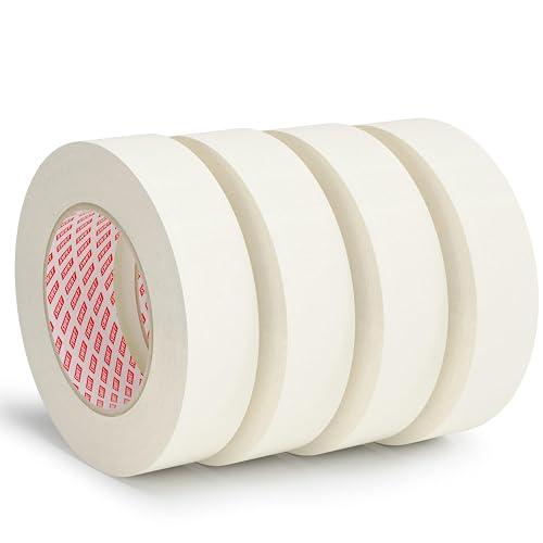 SWRT Masking Tape 1 Inch x 55 Yards – 4 Rolls (220 Yards Total), Strong Adhesive, Easy Tear, Clean Removal Painter’s Tape for Painting, Labeling, Crafts, Home & Office, White