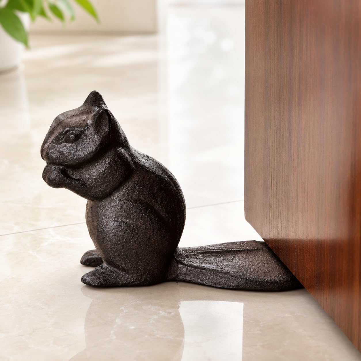 Door Stopper, Cast Iron Security Door Stop Gate Wedge Door Holder, Decorative Vintage Heavy Duty Solid Door Stopper, Rustic Floors Decor for Home Patio Bar Office Bedroom, Squirrel Shape