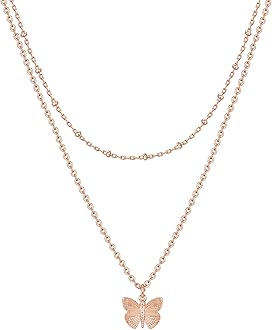 PAVOI 14K Gold Plated Layering Necklaces | Stylish Minimalist Design Pendant Necklaces | Butterfly, Heart, Lock, Evil Eye, Coin, Lightning Bolt, Circle, Cross Pendants for Women