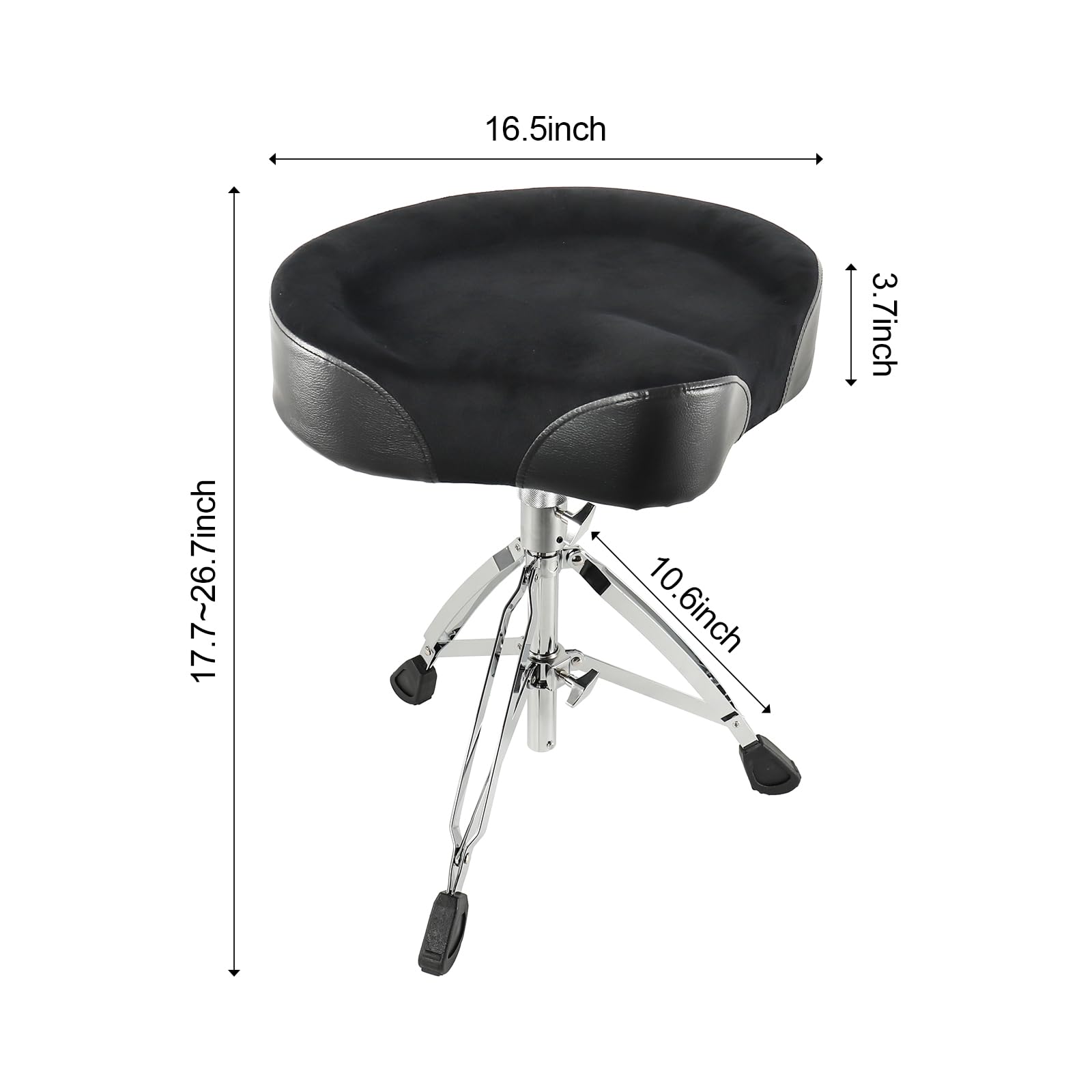 Sgabello per Batteria Regolabile e Rinforzato, per batteria stile moto, con sollevamento girevole sedile più spesso e imbottito.