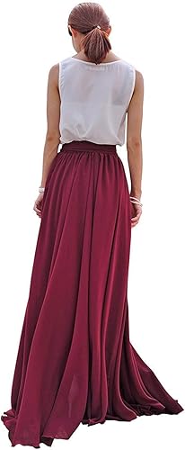 Miniatura 4 de Diydress - Falda larga de gasa para mujer, con lazo para verano, playa, fiesta de graduación, falda de cintura alta