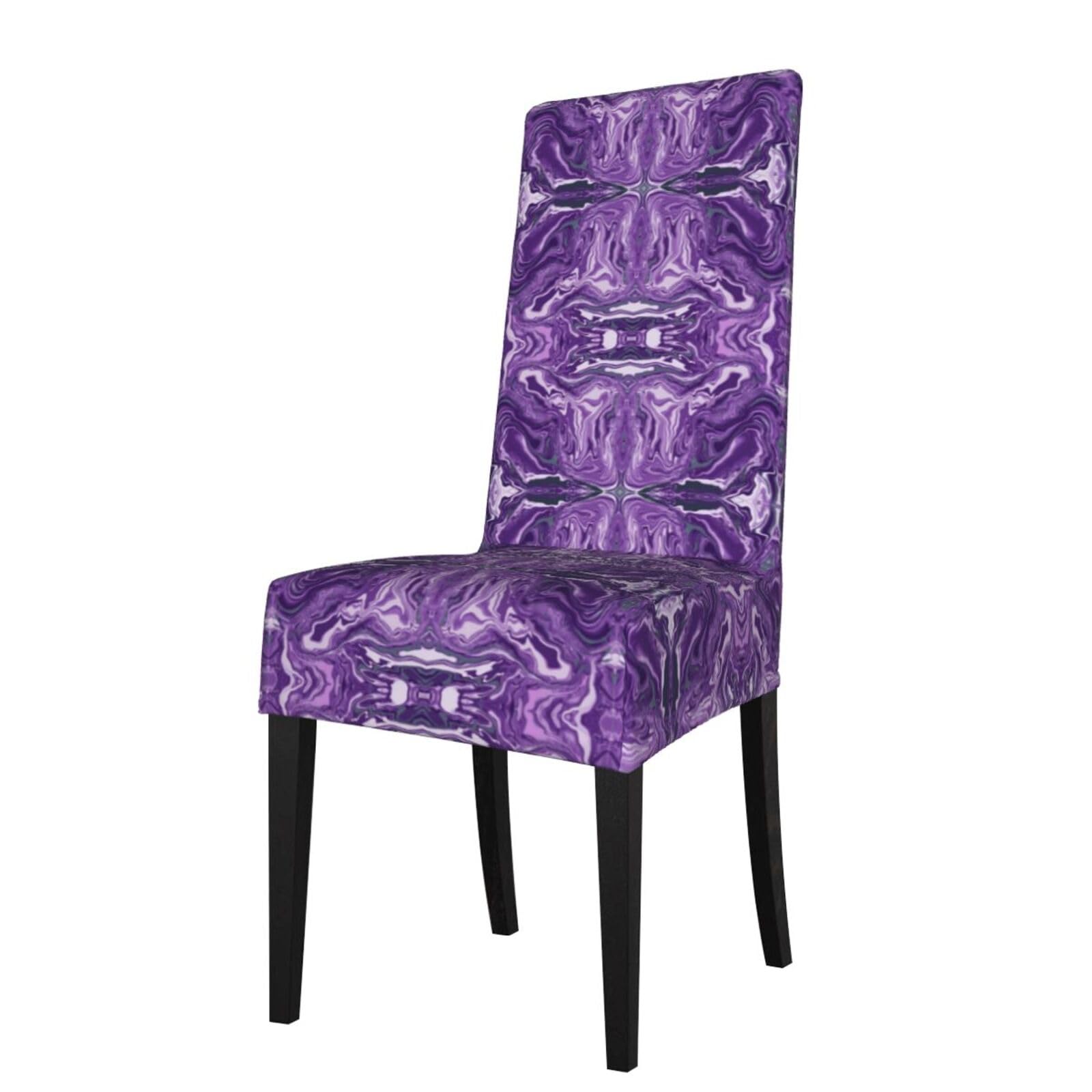 Lkymoh As Picture Dark Purple Marble Background, Chair Covers Stretch Chair Slipcovers For Dining Room, For Party Pet Protection Universal Fit Soft Polyester