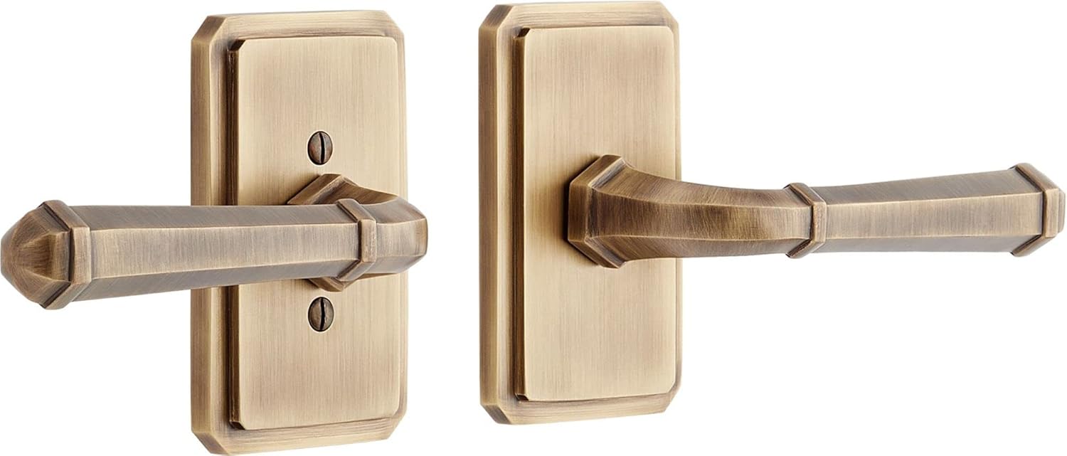 Signature Hardware 479150 Matteen Left Handed Solid Brass Privacy Door Lever Set with 2-3/8" Backset