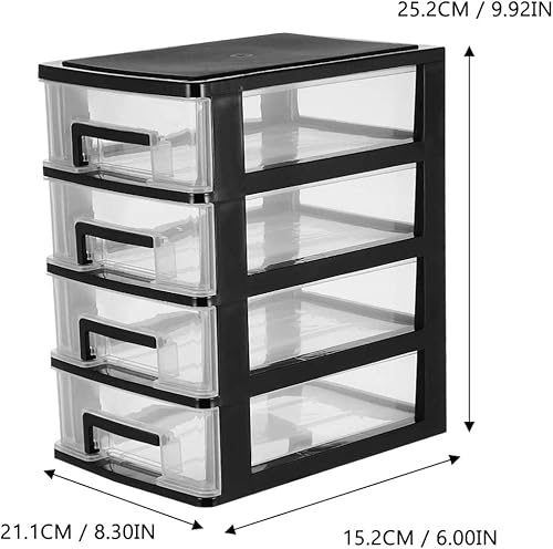 Miniatura 3 de Cajón de almacenamiento de plástico de cuatro capas tipo cajón portátil gabinete de almacenamiento de armario contenedores de almacenamiento