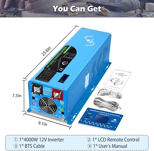 Miniatura 6 de Cargador inversor de 4000 W 12 V, pico de 12000 W, entrada de 240 VCA, salida de 120 V240 Vac fase dividida, baja frecuencia, inversor de onda