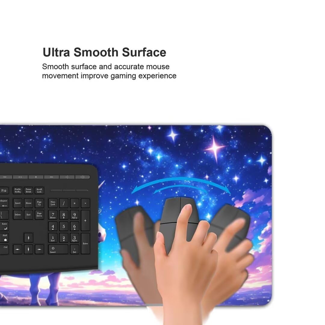 Alfombrilla de ratón 1400x600x3 MM, Alfombrilla Ratón XXL Extendida de Gran Tamaño con Bordes Cosidos, Base de Goma Antideslizante Almohadilla para Teclado, Caballo Estrellado S-11609
