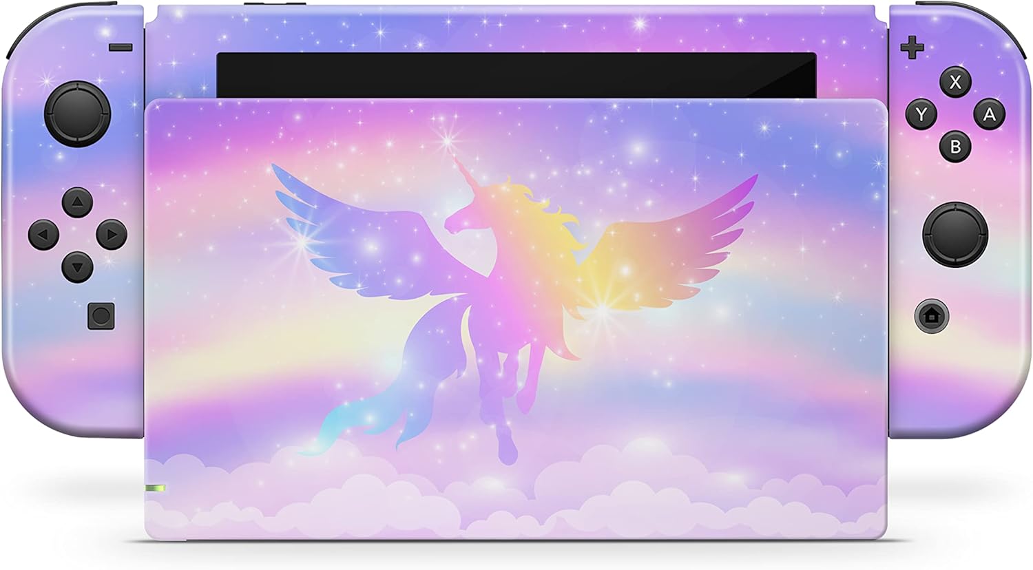Tacky Design Kawaii Skin Compatible with Nintendo Switch Skin Wrap Cover, Cute Skin for Nintendo Switch Stickers, Premium Vinyl 3M Full Wrap Decal (Purple Unicorn)