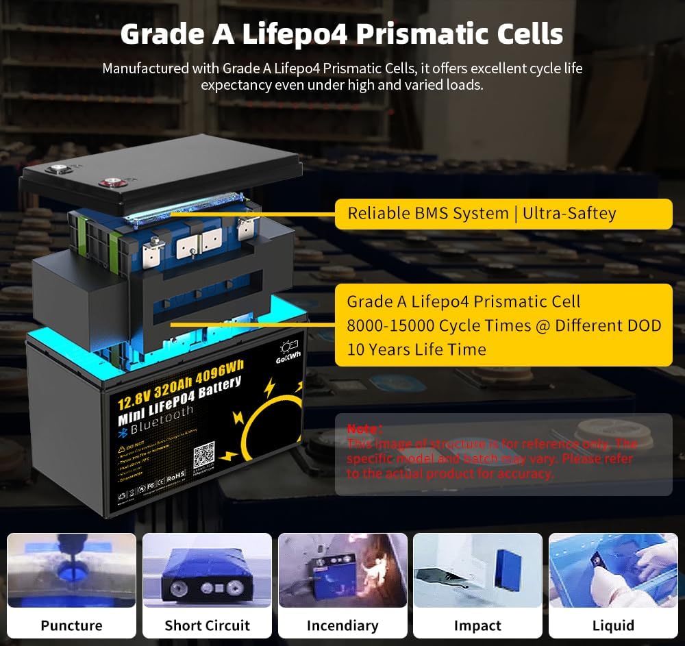 Internal structure of GOKWH LiFePO4 battery with BMS and prismatic cells