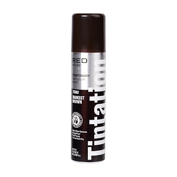 Red by Kiss Tintation Temporary Hair Color Spray, Instant Gray Root Touch Up Coverage, Water-Resistant & Smudge-Proof, Easy Wash Out, Barber & Hairline Touch-Up, Quick-Dry Darkest Brown, 2.82 oz