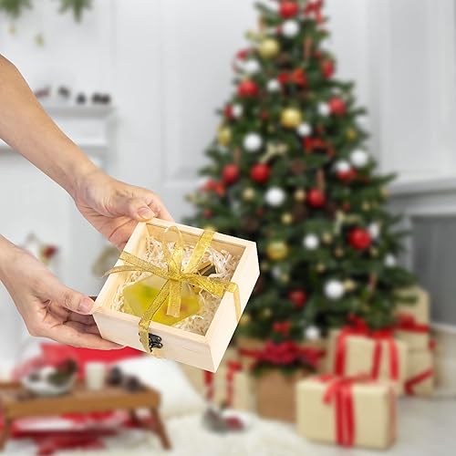 Miniatura 7 de Useekoo 2 cajas pequeñas de madera con tapa, 4.7 x 4.7 x 2 pulgadas, caja de regalo de madera sin terminar con tapa de cristal, pequeña caja de