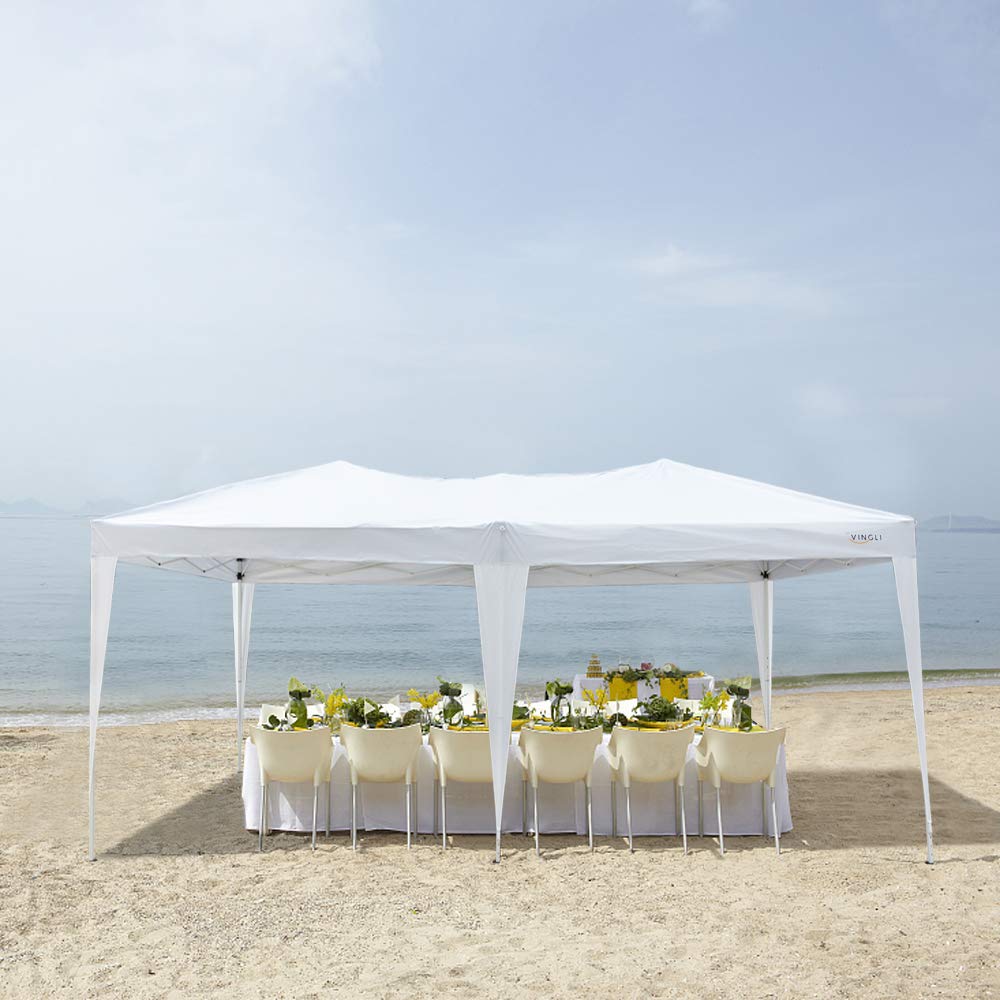 VINGLI 10x20 ft Pop Up Canopy Tent with 6 Sidewalls, Canopy 10x20 with Carry Bag, Outdoor Gazebo Canopy Tent Camping Tent, Patio Event Tent Outdoor Canopy Commercial Canopy (White)