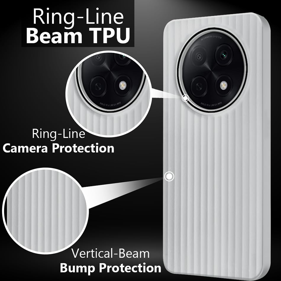 Image of Fashionury Ring Line Beam Design Back Case for Oppo F29 Pro 5G | Ring Line Camera Protection | Vertical Beam Bump Protection | Rubberised Back Case for Oppo F29 Pro 5G (Gray)