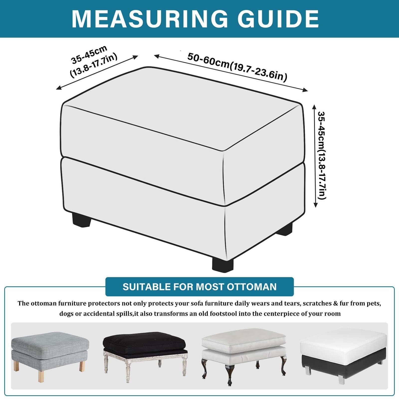 HYGPP Faux Leather Ottoman Cover Rectangle Ottoman Slipcover Waterproof Storage Ottoman Cover Stretch Non Slip Living Room Furniture Protector-Brown-Large(Brown,Small)