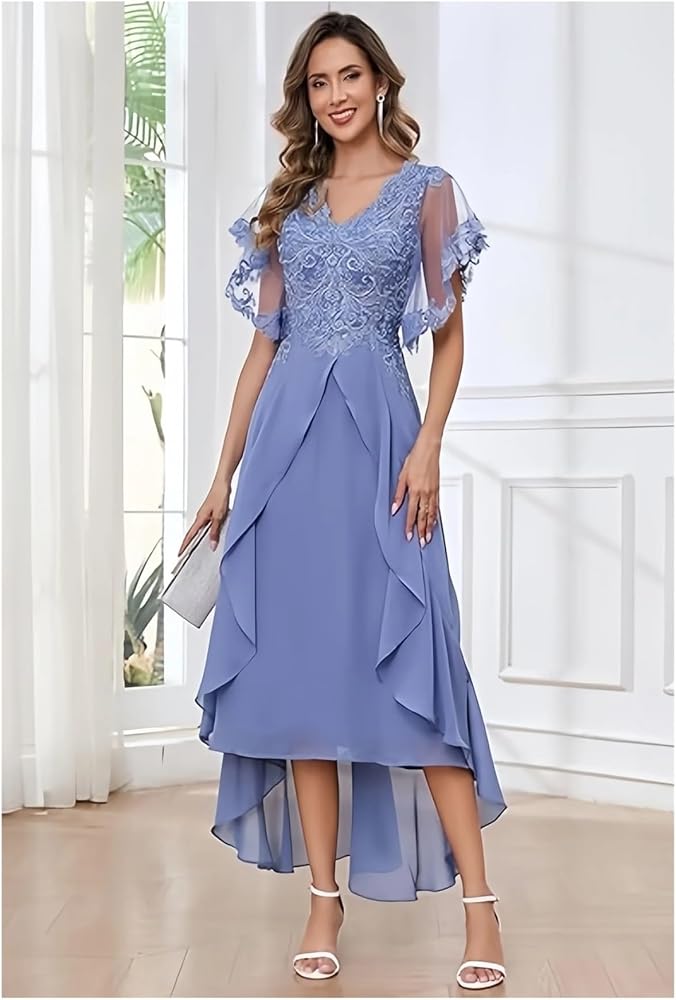 ZYAGH Mother of The Bride Dresses for Wedding with Ruffle Sleeves