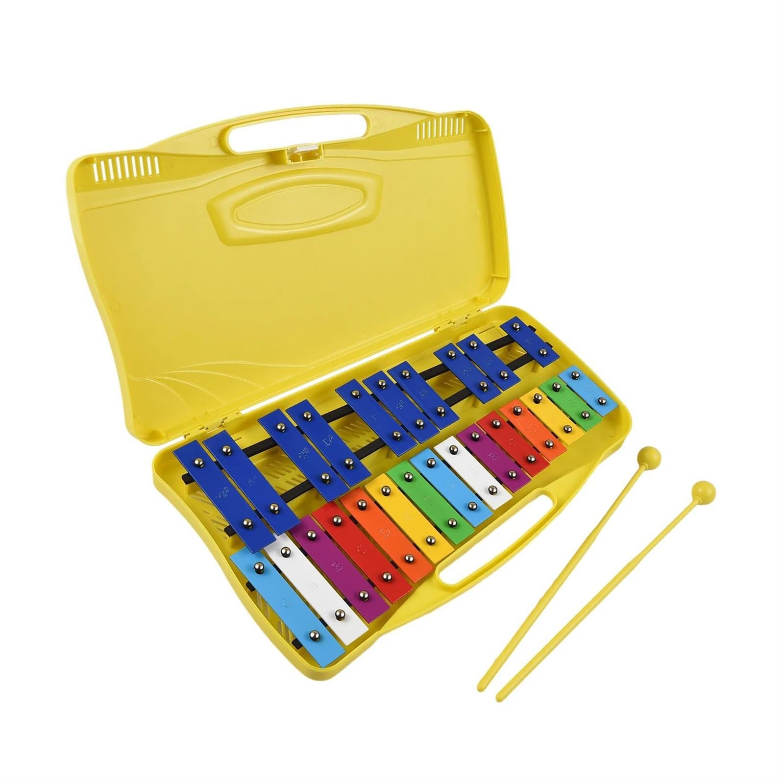 Ksylofon 25 Notatek Glockenspiel Ksylofon Kolorowe Metalowe Klawisze Perkusyjny Instrument Muzyczny Z 2 Młotkami Podręczny Futerał