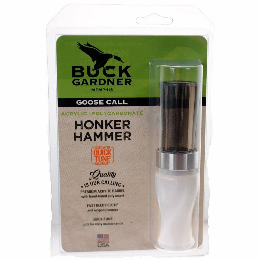 Buck Gardner (ACPHHLWP/SGH) Honker Hammer Acrylic/Polycarbonate Goose Call, White Pearl/Smoke