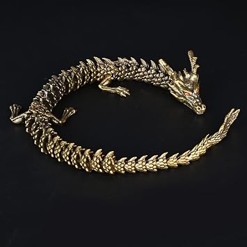 Brass Dragon Statue, Flexibility to Change Shape Dragon Statue.Chinese Brass Decor.Home Office Desk Decoration(SW906)