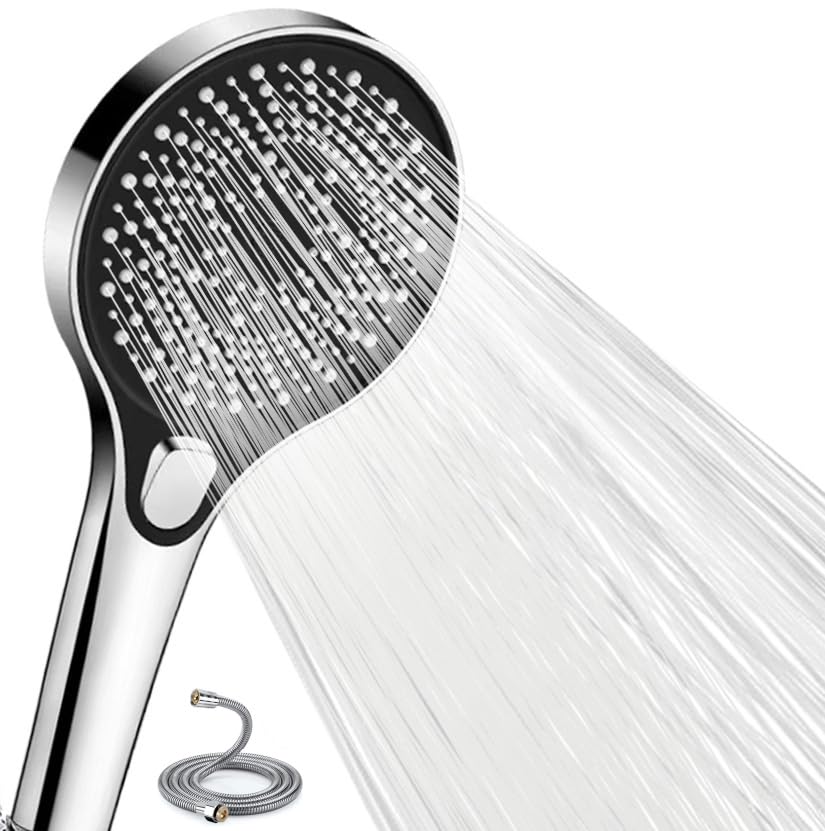 Duschkopf Wassersparend mit Schlauch 1.5M, Duschbrause mit Schlauch, Handbrause mit 3 Strahlarten