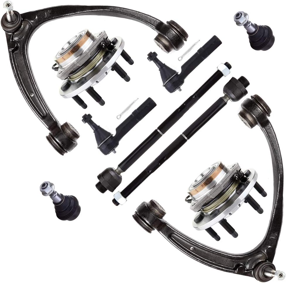 SOSOPARTSOSOPART 10pc Set 4WD Suspension Kit Upper Control Arm w/Ball Joint Tie Rods Wheel Hub Bearing Replacement for 2007-2013 For Chevy Silverado 1500 For Gmc Sierra 1500 2007-2014 Tahoe
