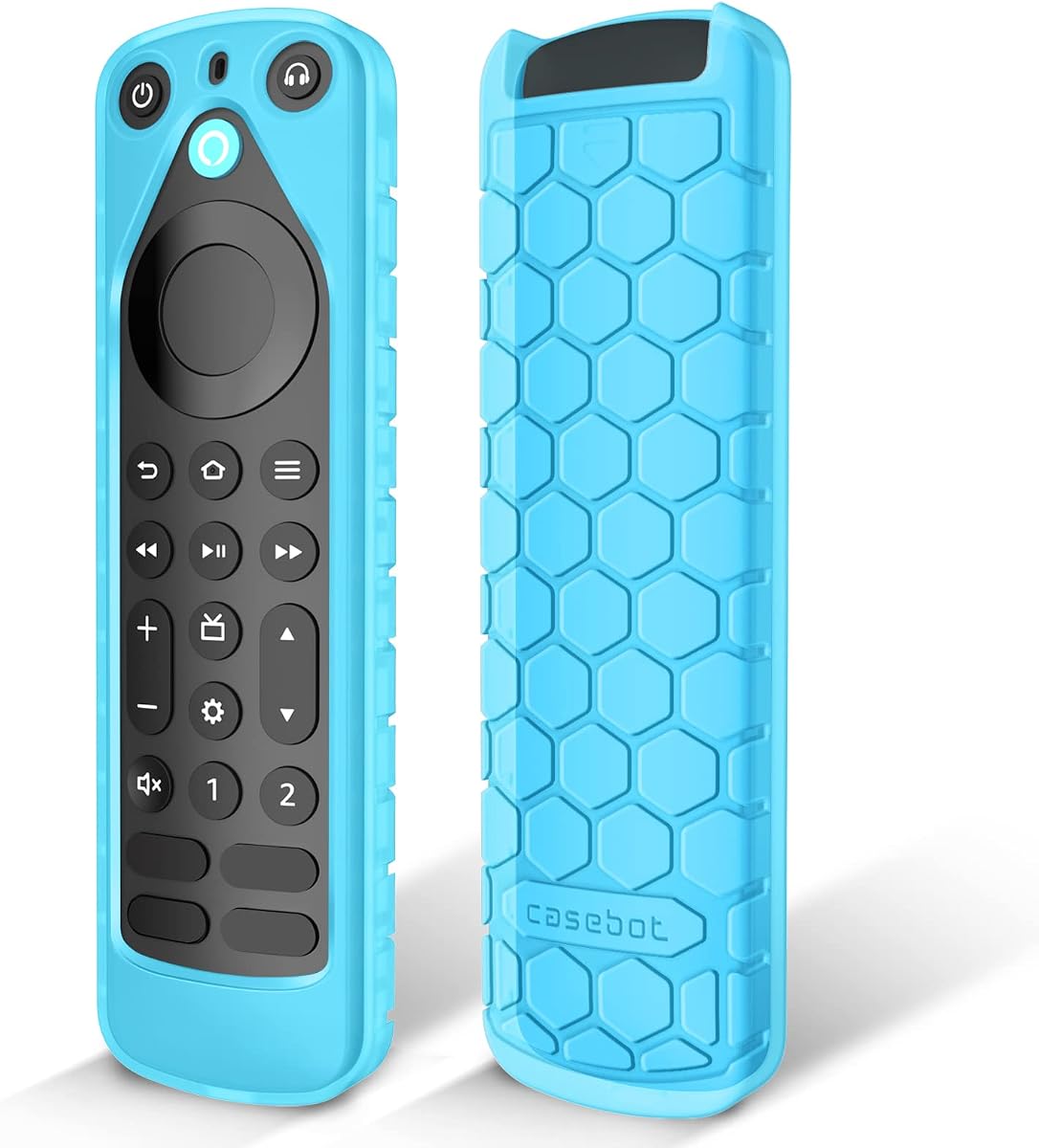 Silicone Case for Alexa Voice Remote Pro (2022 Release), Blue-Glow | Shockproof Protective Remote Controller Cover, Honey Comb, Lightweight, Anti-Slip