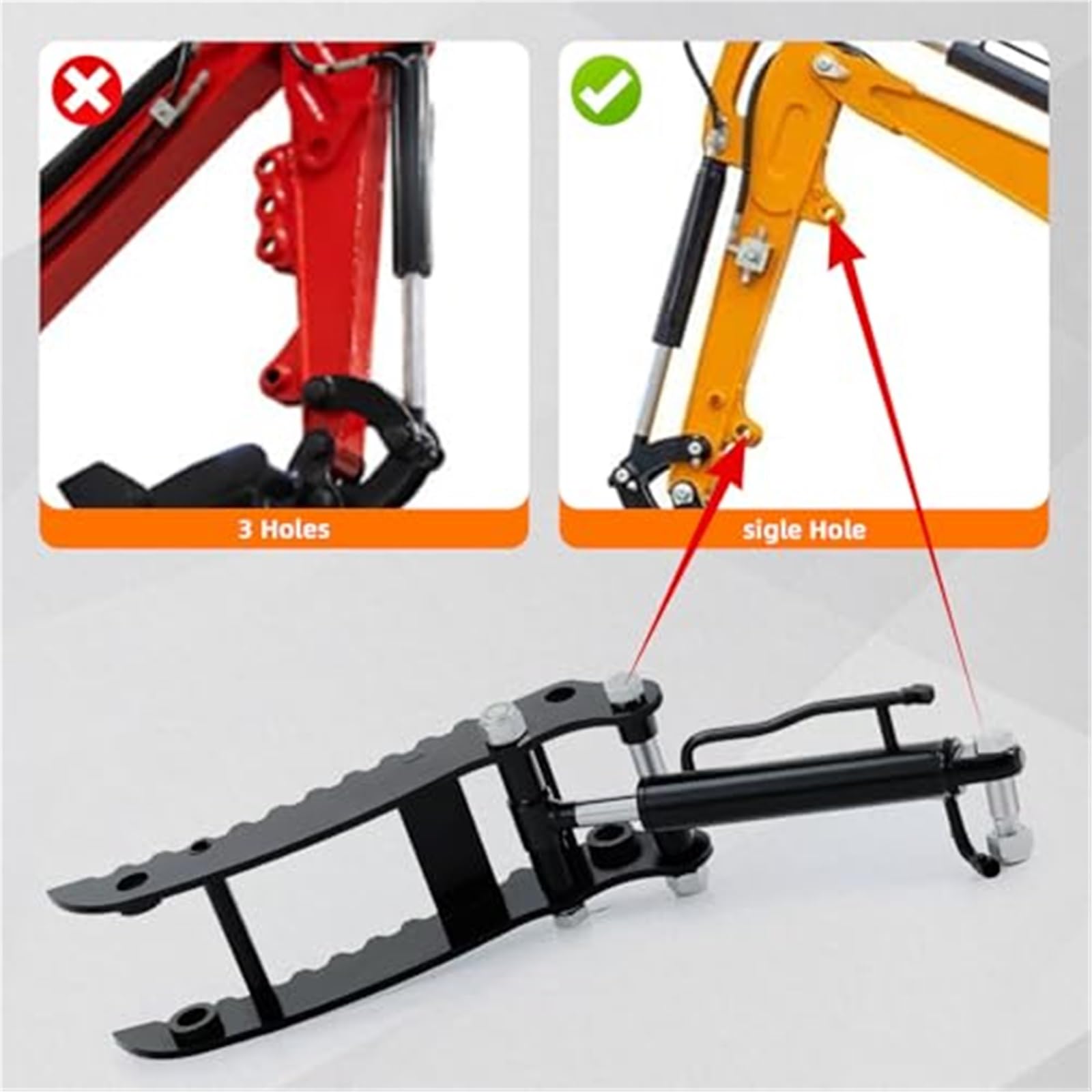 Hydrauliczny klips na kciuk, do MINI, osprzętu do koparek, metalowe chwytaki z pojedynczym otworem Klips na kciuk pasuje do koparki do 3 ton, z wężami 2 * M14