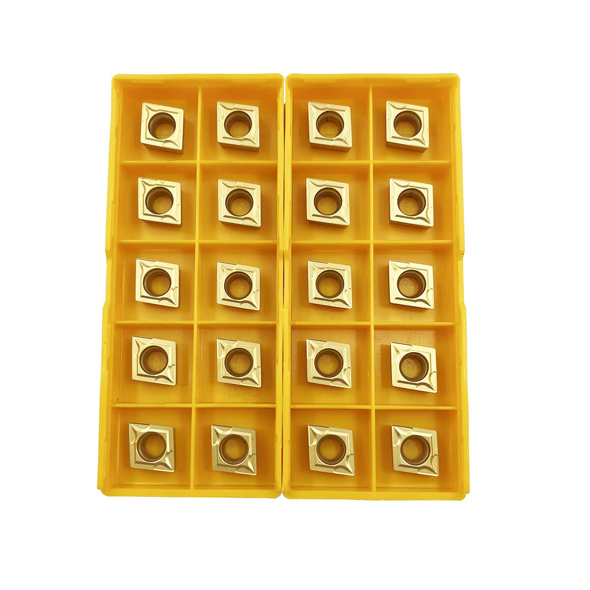 20pcs Yellow CCMT09T304/CCMT32.51 of Carbide Turning Inserts for Steel Turning Tools Holder, CCMT Insert Mutilayer Coated Lathe Replacement Inserts for Lathe Turning Tool Holder Boring Bar