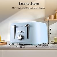 Vista 3 de 4 Slice Toaster 1.5" Extra Wide Slot - Stainless Steel, High Lift, 6 Browning Settings, Blue