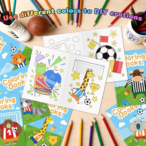 Image of Soccer Coloring Books for Kids - 48Pcs Soccer Mini Coloring Booklet Sports Ball Theme DIY Art Drawing Book for Toddlers Birthday Party Favors Gifts Classroom Reward Home Art Activity Supplies