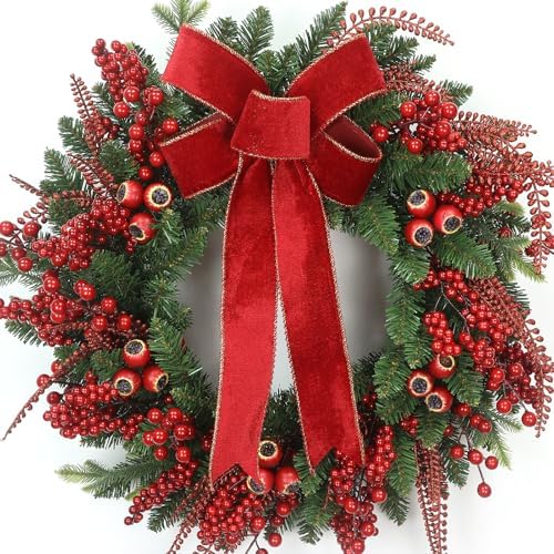 24 Inch Christmas Wreath for Front Door Artificial Christmas Wrea...