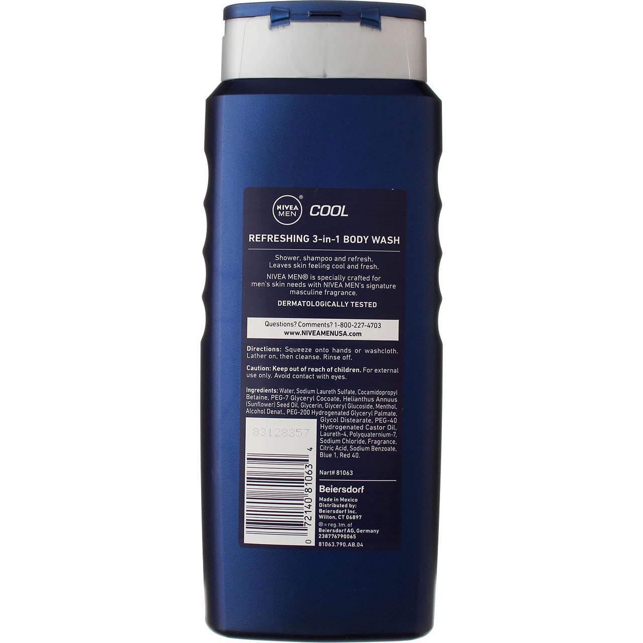 NIVEA FOR MEN Body Wash Cool 16.90 oz (Pack of 8)