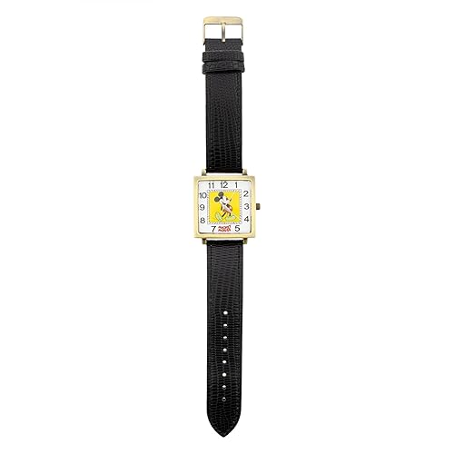 Accutime Mickey Mouse Rectangle Face Analog Watch with Black Band