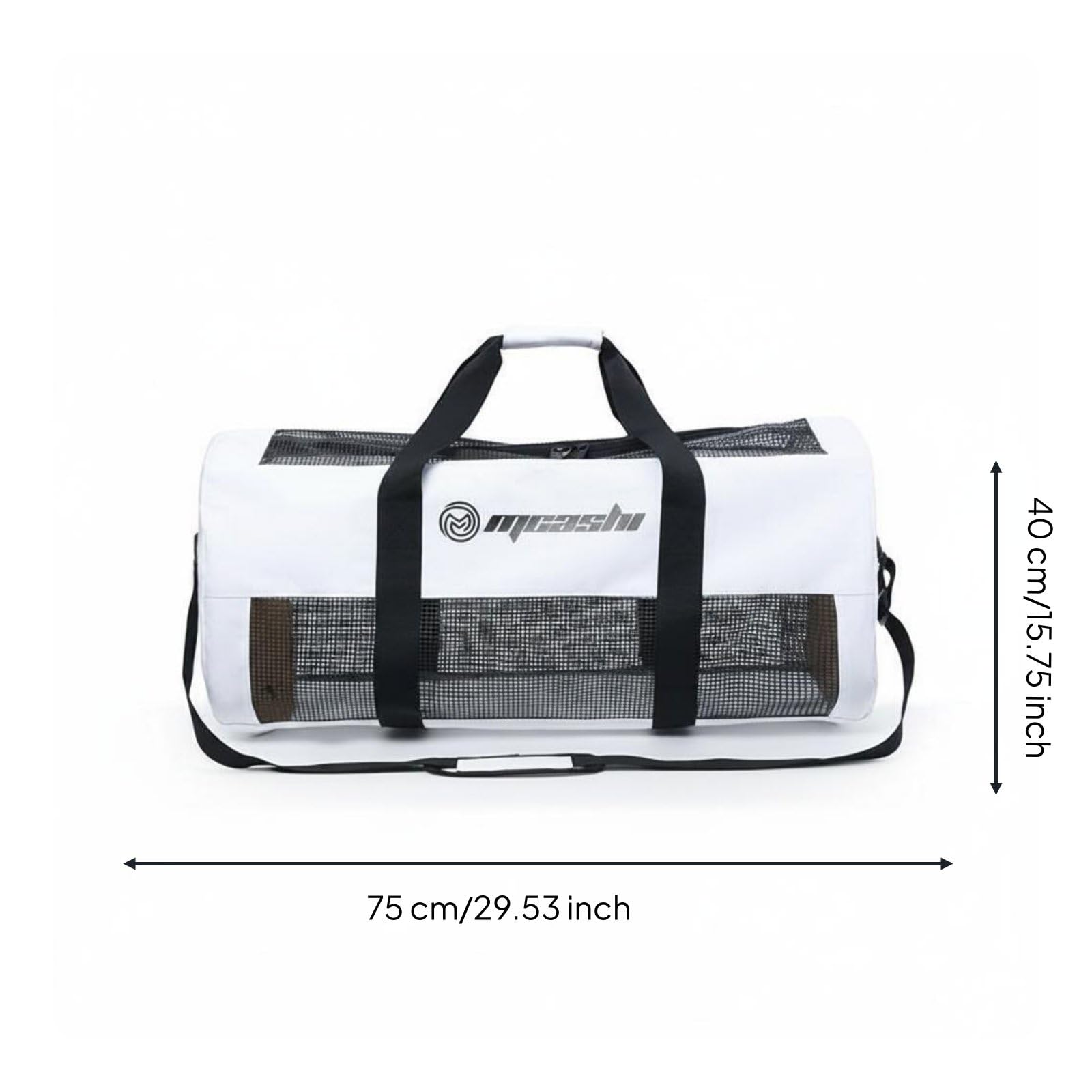TISHITA Sac Filet de Plongée 60L Sac Équipement Nage Libre Sac Transport Maille Respirante Sac Séparation Affaires Humides en Polyester TPU Durable Adapté à Bateau Plage, Array, Blanc, 60L