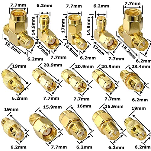 Onelinkmore Sma Adapter Kits Sma Male Female Wifi Antenna Extension Connector For Fpv Antenna Adapter 90 Degree Plug Adapter Sma Connectors Nano Vna Vtx Antenna Baofeng Antenna Adapter Pack Of 15 #TOP6