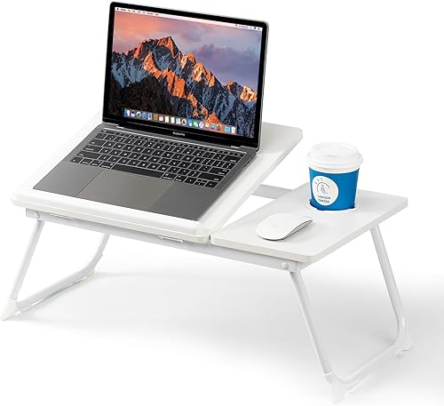 Miniatura 12 de Escritorio para computadora portátil para cama y sofá, mesa de cama plegable ajustable con portavasos, bandeja para servir el desayuno, soporte de