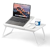 Laptop Desk for Bed Couch, Adjustable Foldable Bed Table with Cup Holder, Breakfast Serving Tray, Portable Laptop Lap Desk Stand for Working Reading Writing Eating Gaming in Bed Sofa Floor(White)