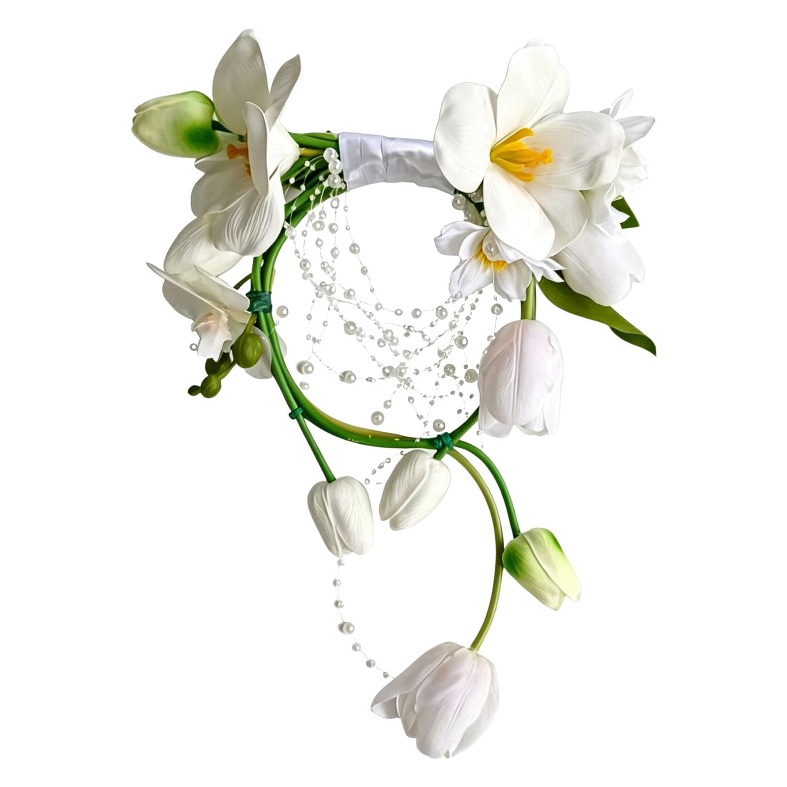 Kaeltsyn Tulips Bridal Bouquet Handcraft with Ribbon for Wedding Ceremony Elegant Wedding Flower