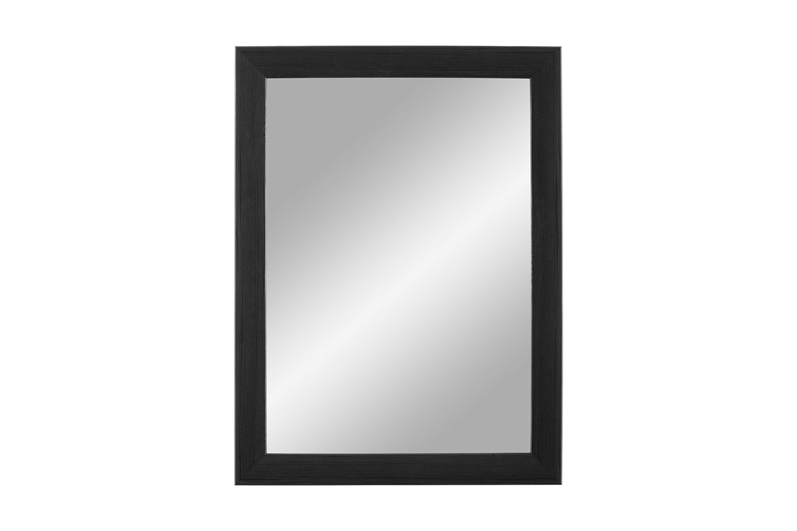 Flex 35 – Espejo de pared con marco (pino), espejo a medida con listón de madera MDF de 35 mm de ancho – Marco de espejo con espejo y pared trasera estable con ganchos, Pino negro., 45 x 70 cm (Außenmaß)