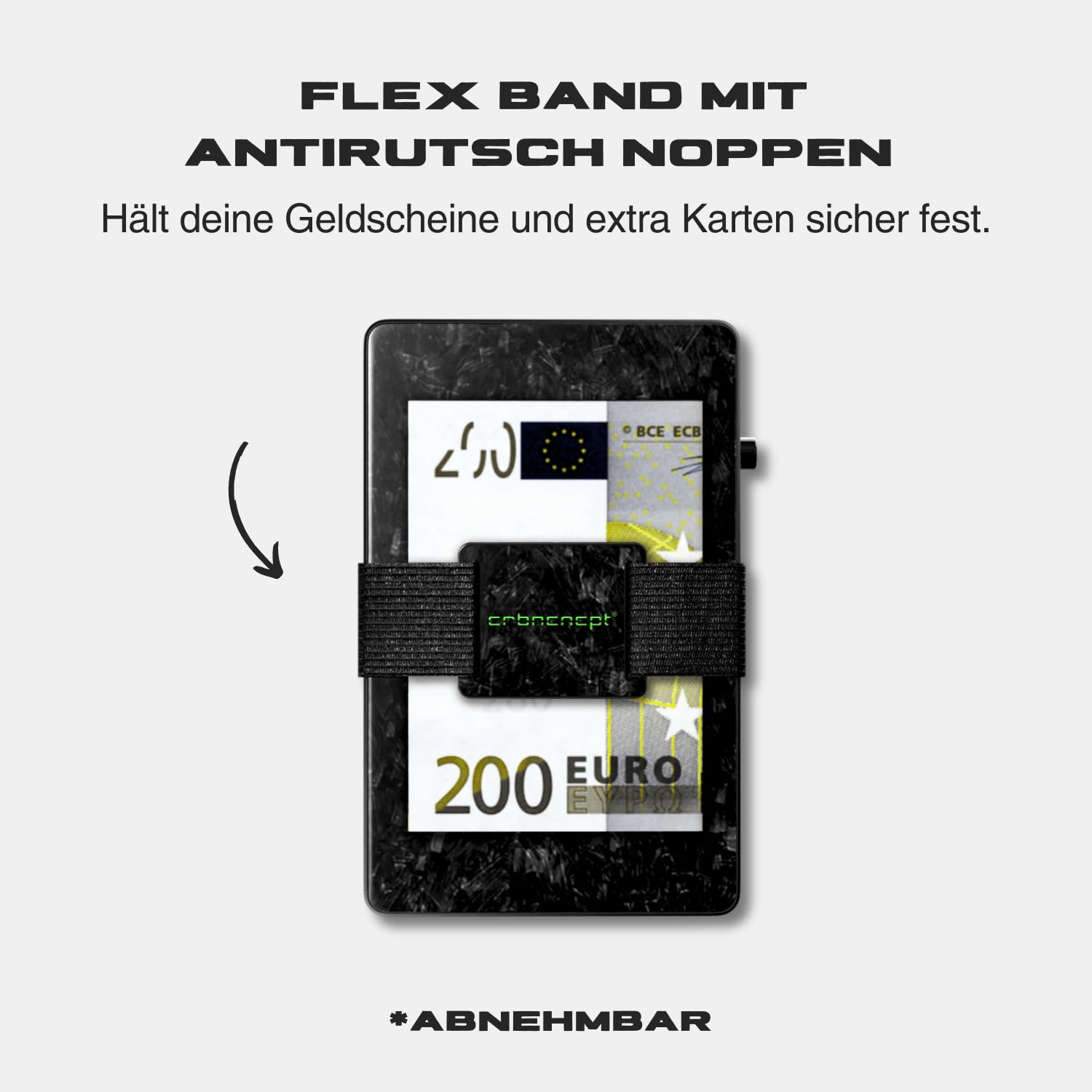 Forged Carbon Kartenetui mit RFID Schutz für Herren | Pop Up Geldbeutel für Kreditkarten | Smart Kreditkartenetui mit Band für Geldscheine | Hochwertiger Aluminium Rahmen in Schwarz