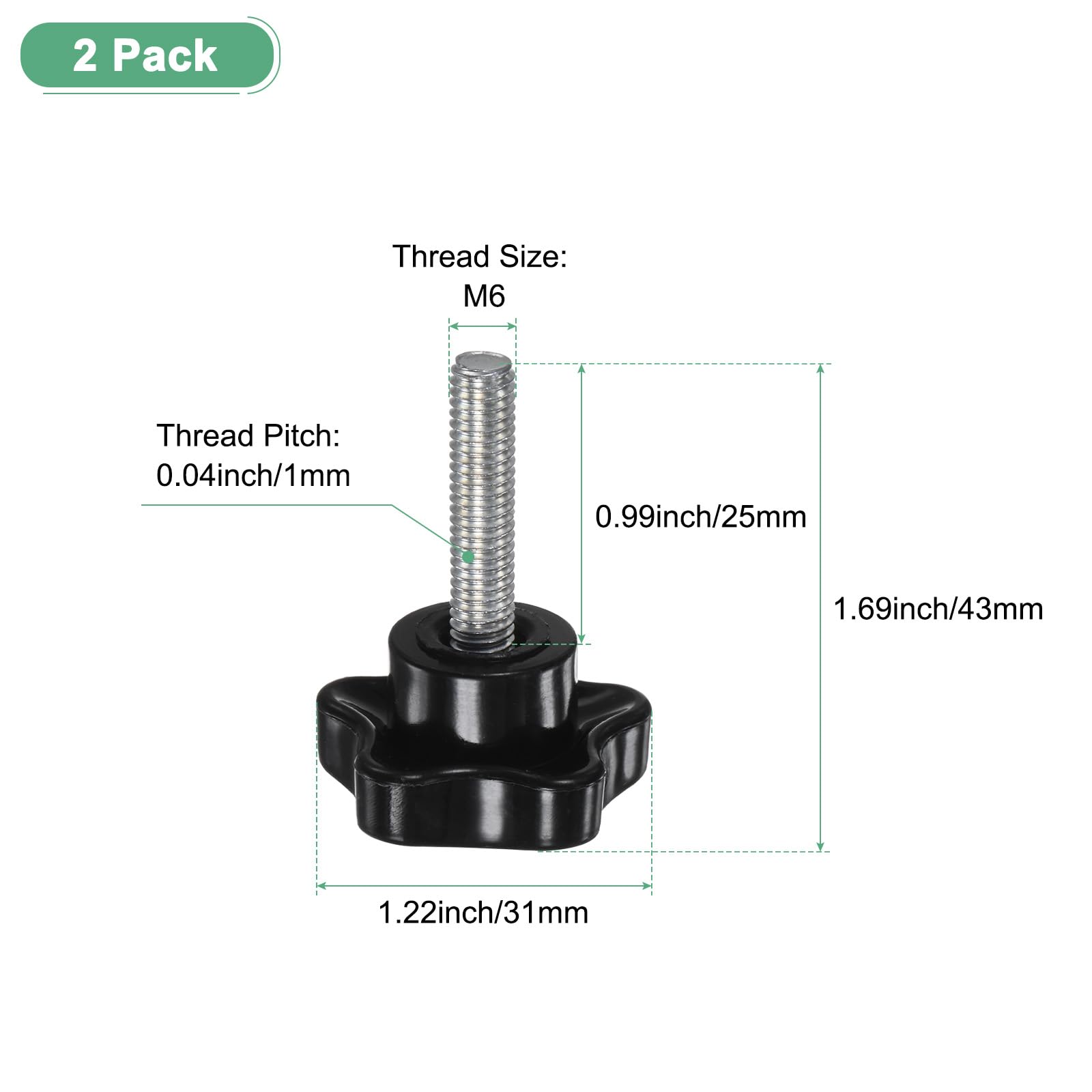 M METERXITY 2-Pack Star Clamping Knobs - Image 3