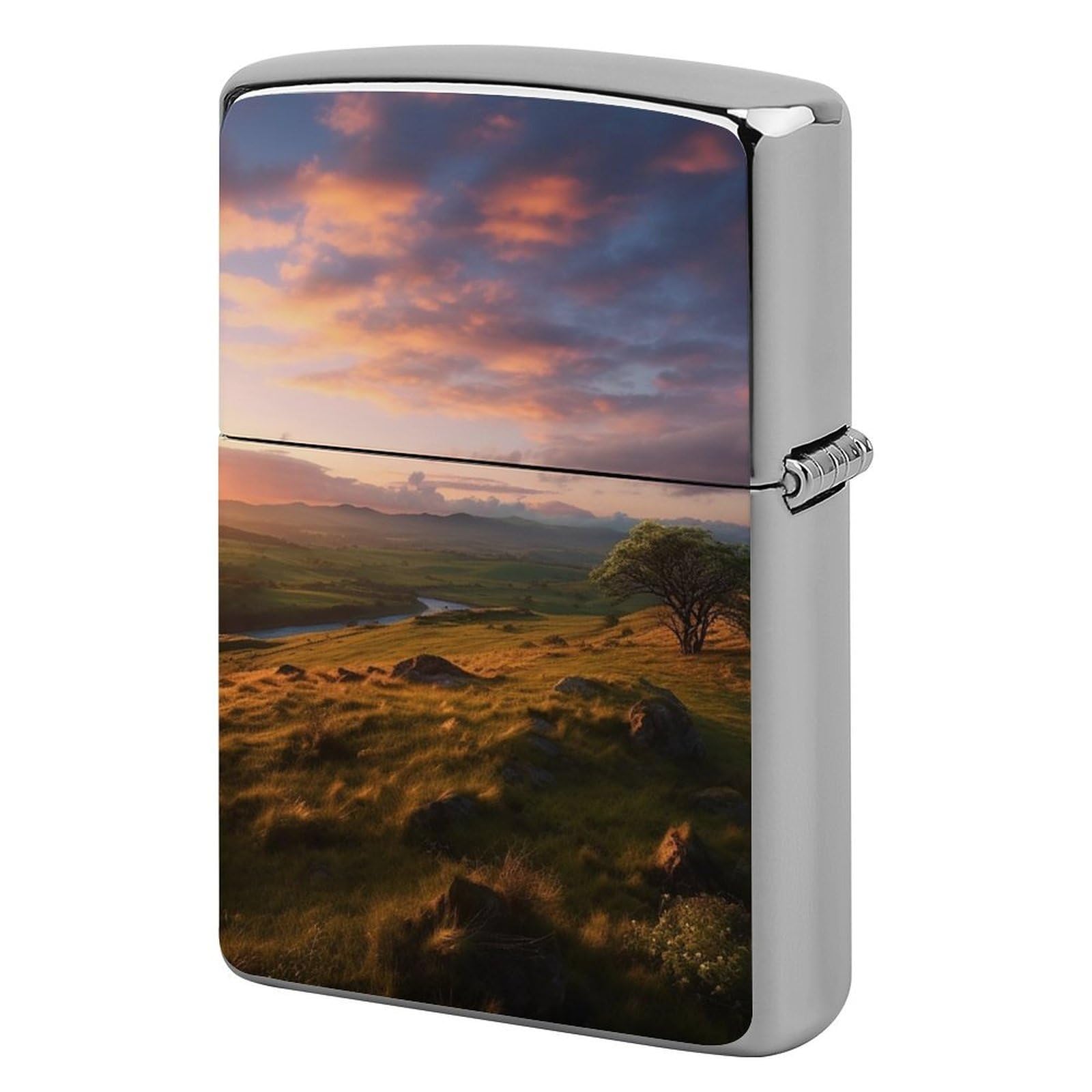 Sunset Hill Lighter Cover for Men, Personalized Lighter Case for Birthday Gift, Flip-Top Lighters Protective Cover, Portable Lighters Shell for Outdoor, Travel