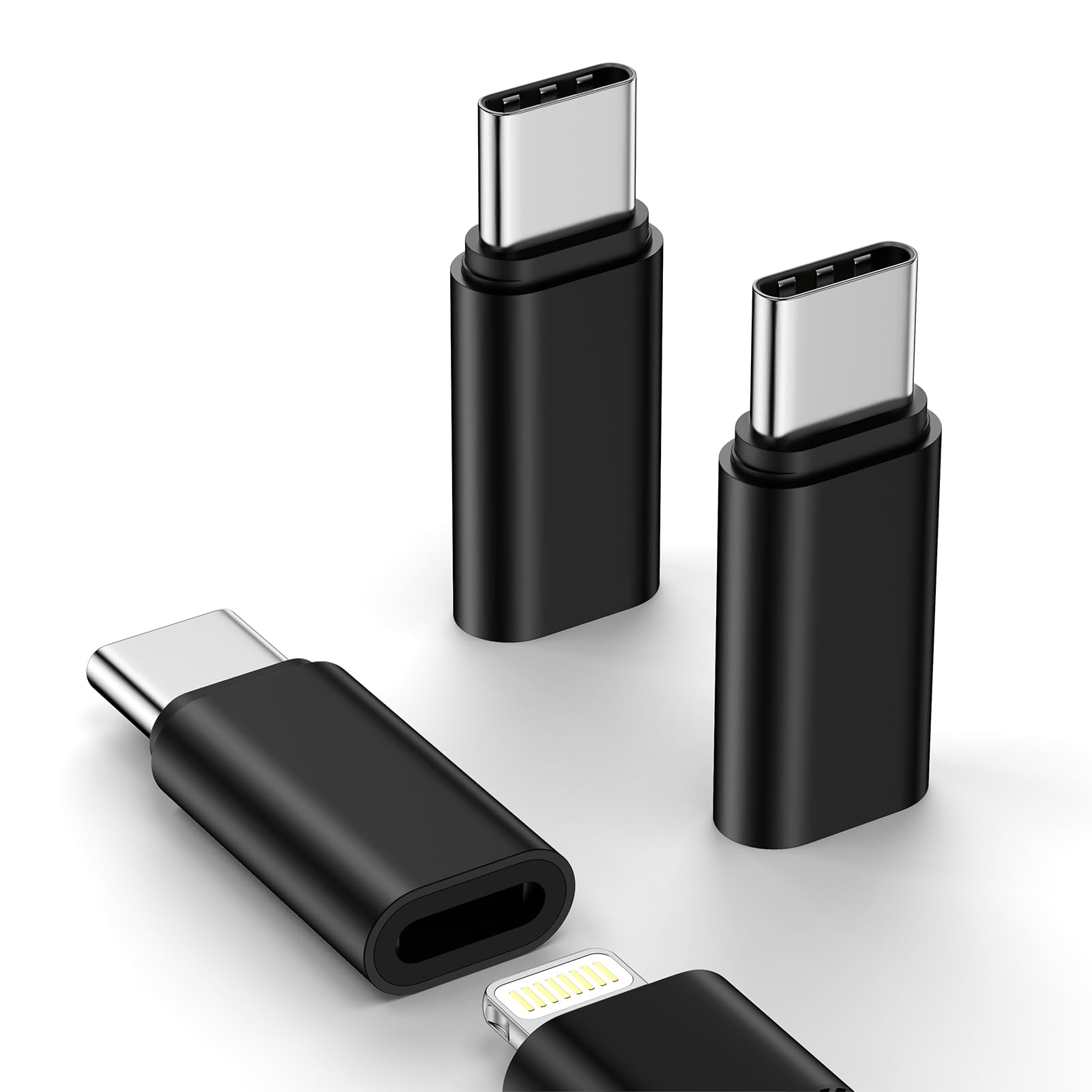 3 Pack Lightning to USB C Adapter for iPhone 16e/16 Pro/16 Pro Max/16 Plus/16/15,USB Type C to Lightning Cable Connector Fast Charging & Data Sync for Samsung, Not for Headphone/Audio/OTG(Black)-image-26