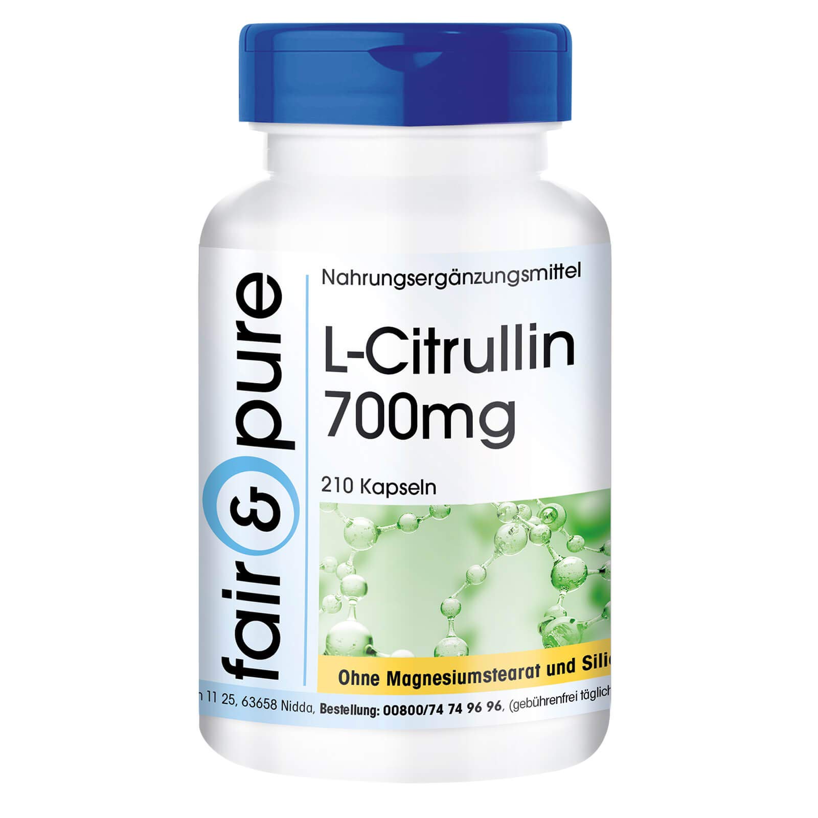 L-Citrullina 700mg - Polvere in capsule - Vegan - 210 Capsule