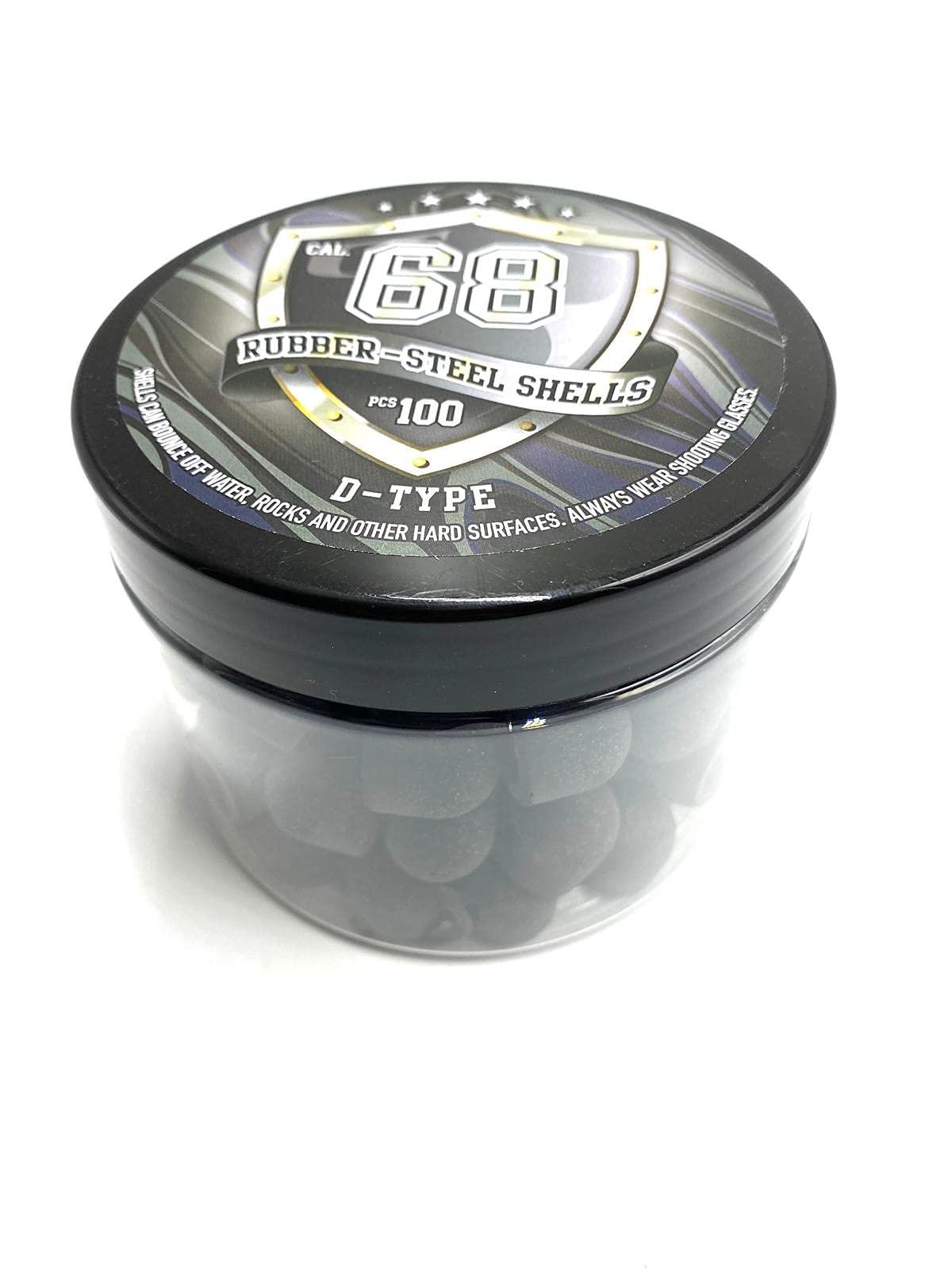 New! 100 x D-Type Hard Mix Rubber Steel Shells Rubber Balls Mixed with Steel Powder 6 Grams for Training Home Self Defense Paintball Pistols in 68 Caliber