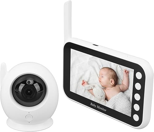 Monitor de bebé, 4.3 720P HD Intercomunicador de doble vía, video giratorio de 360 con cámara y audio, recordatorio de alimentación del bebé y