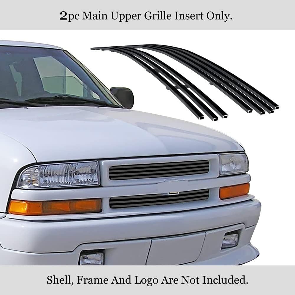 APS Compatible with Chevy Blazer 1998-2005 & 98-04 S-10 Criss Cross Main Upper Stainless Steel Black Horizontal Billet Front Grill Grille Insert C85043J