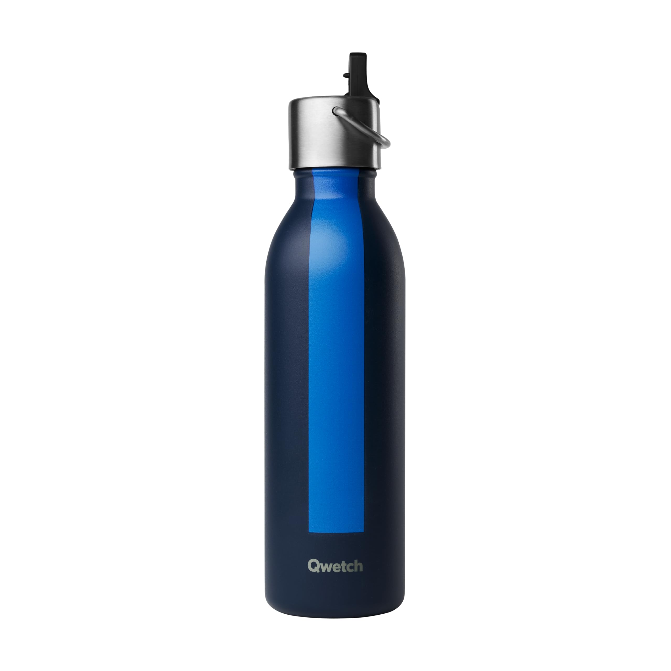Qwetch - Granatowa butelka izolowana z serii Sport 600ml - Butelka ze sportowym korkiem - 24 godziny zimna i gorąca 12 godzin - Wodoodporna, wolna od BPA i kompaktowa