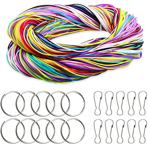 Vascinate 200 Pieces Plastic Lacing Strings, DIY Handmade Craft Gimp Lacing Cord for Jewelry Making-20 Color with Snap Clip Hooks Cover
